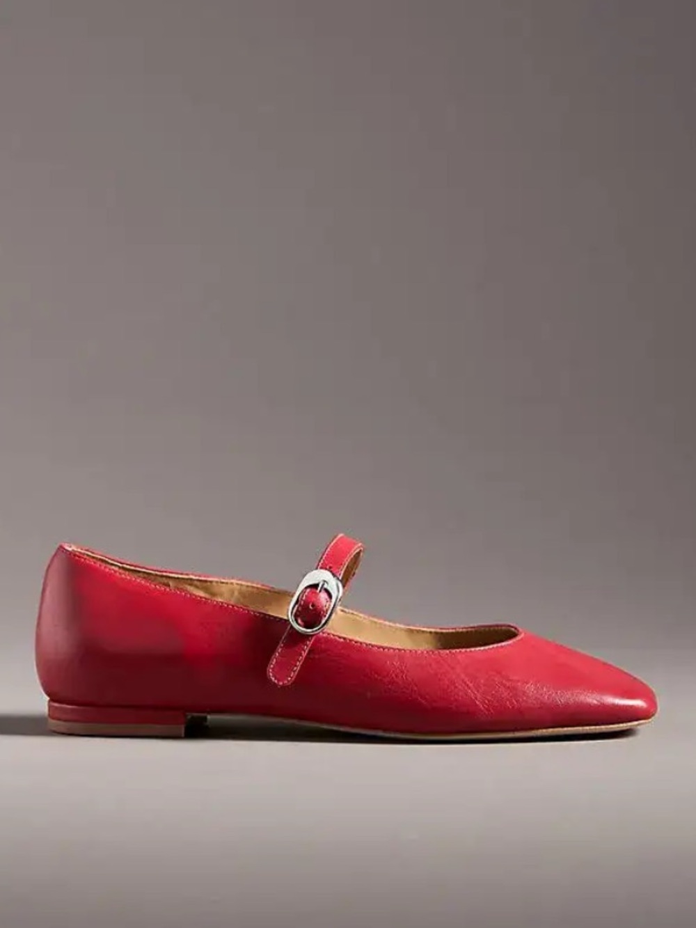Reformation Melissa Ted Red Leather Mary Jane Flats